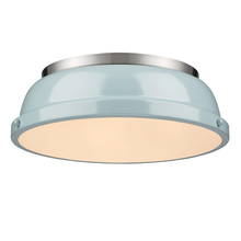  3602-14 PW-SF - Duncan 14" Flush Mount in Pewter with a Seafoam Shade